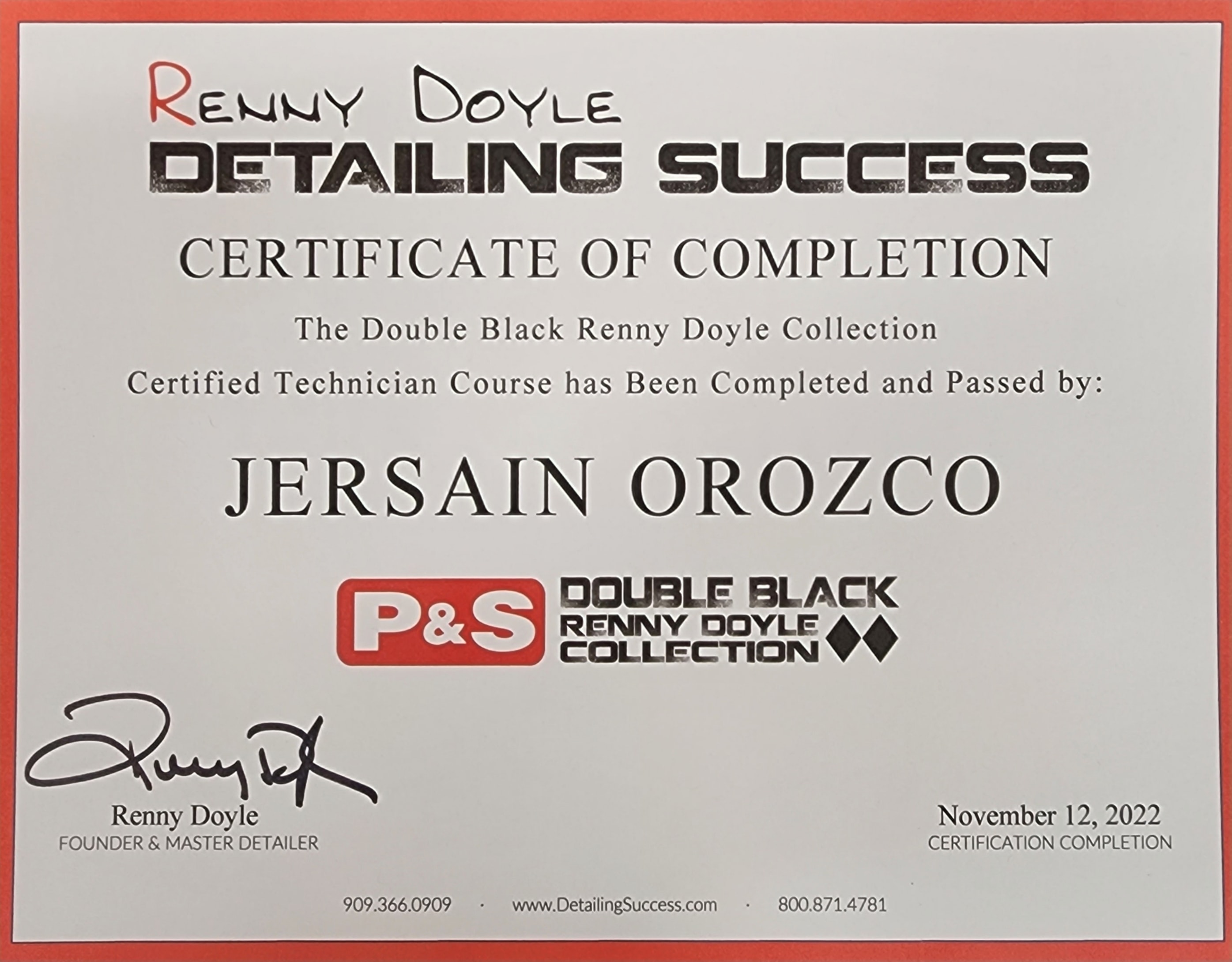 Jersain's P&S Double Black certification